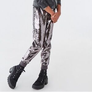 Forever 21 Girl Silver Sequin Joggers Size 11/12 NWT